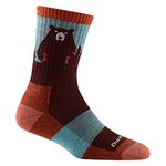 Darn Tough Women's Bear Town Micro Crew Lightweight Hiking Sock (Style 1970) - Burgundy, Medium