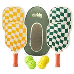 Dinkly Pickleball Paddles Set of 4 - USAPA Approved Graphite/Fiberglass Pickleball Racket, 4 Rackets, 4 Balls and 1 Portable Carry Bag, Pickle Ball Set for Men Women, Wave Check