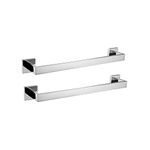 LANC 2-Pieces Bath Towel Bars Chrome Polished 16-Inch Bathroom Square Towel Racks Kitchen Hand Towel Holders Total-18 Stainless Steel Wall Mount Shower Towel Hanger Rods,A8804-4CP