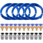 SIQUK 5 Pieces Teflon Tube Blue PTFE Tubing (1M) with 10 Pieces PC4-M6 Fittings and 10 Pieces PC4-M10 Fitting Connector for 3D Printer 1.75mm Filament