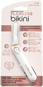 Finishing Touch Flawless Bikini Shaver and Trimmer Hair Remover for Women, Dry Use Electric Razor, Personal Groomer for Intimate Ladies Shaving, No Bump, Smooth Shave, white