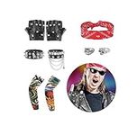 FASBET 9pcs Rock Star Heavy Metal Set Rock Star Fancy Dress Kids and Men Punk Accessories Rockstar Accessories Kids Rockstar Fancy Dress Kids Rock Star Costume Boys and Girls Rockstar Costume