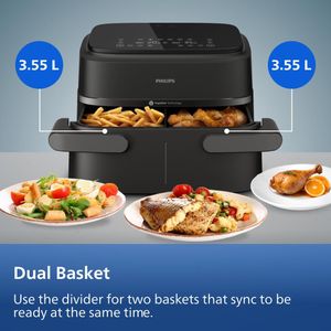 Philips Dual Basket Airfryer 7.1L – RapidAir, 10 Functions, Compact