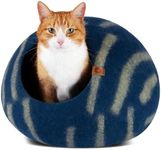 MEOWFIA Cat Cave – Premium Felt Cat Bed for Indoor Cats, Handmade 100% Merino Wool (Vivid Shades) (Medium, Deep Azure)