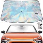 HOLOGUARD™ Car Windscreen Sunshade Umbrella 140X80 CM Front Windshield Foldable Sunshade, UPF 50+, UV Block 99.8% Cooling Effect with Quick Open and Storage Bag