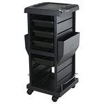 Chromium® Professional Salon Trolley [100A] by PureSana, 4 Drawer, Rolling Salon Cart Salon Station for Hair Supplies, Hair Tools, Beauty Tools, Nail Polish Rack & Cosmetology Supplies (Black)
