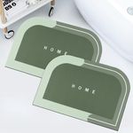 Story@Home Bathroom Mat Set of 2, Anti-Skid Nappa Leather Bathroom mats Water soak, 60x40 cm, Envy Green Solid Design, Kitchen Accessories Items for Home & Bathroom, Perfect Home Decor Items for Hall