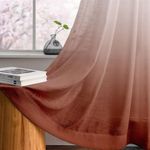 HOMADORN Ombre Printed Linen Textured Sheer Curtains for Living Room, Bedroom, Dining Room, Kitchen, Bathroom (9 FEET, White + Brown)