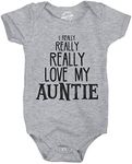 Baby Really Really Love My Auntie Cute Funny Shirt Infant Creeper Gift Aunt (Light Heather Grey) - 6 Months