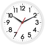 AKCISOT Wall Clock Silent Non Ticking Modern Wall Clocks Battery Operated 8 Inch, Analog Small Classic Clock Decorative for Bedroom, Kitchen, Home Office, Bathroom, School, Living Room (White)