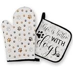 OHSUL Dog Paw Print Oven Mitts and 