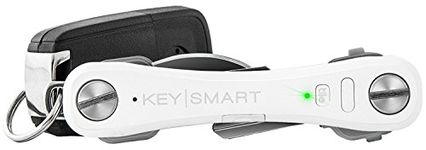 KeySmart Pro Compact Key Holder with LED Light and Tile Smart Technology to Track your Lost Keys and Phone with GPS (2-10 Keys, White)