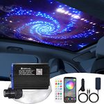 GIDEALED Twinkle LED Fiber Optic Shooting Star Light,Bluetooth APP/RF Remote Music Mode RGBW Meteor Starlight Headliner Kit with 9.8ft Mixed 348pcs(0.03+0.04) inch Fiber Optic Cable for Car Theater