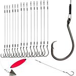 Dovesun Circle Hooks Fishing Hooks Saltwater Freshwater Catfish Hooks 2/0 4/0 6/0 8/0 10/0 30PCS Pre-rigged Circle Hooks Wire Leader