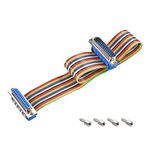 sourcing map IDC Rainbow Wire Flat Ribbon Cable DB25 Male to DB25 Female Connector 2.54mm Pitch 11.8inch Length