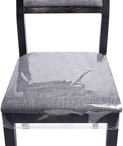 Zipcase 6 Pack Stain, Water and Kitty Scratch Resistant Clear Dining Chair Covers/Slipcovers Chair Protector Waterproof PVC Material, 17”D x 18”W x 4”H with Adjustable Belt Strap, Set of 6
