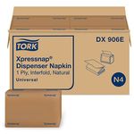 Tork DX906E Universal Xpressnap Dispenser Napkin, Interfold w/Env Print, 1-Ply, 8.5" Length x 13.0" Width, Natural (Case of 12 Packs, 500 per Pack, 6,000 Napkins)