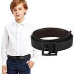 Monopa Reversible Kids Belts for Boys - Brown and Black Leather Belt for School Uniform Casual Jeans (80cm,Black)