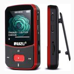 RUIZU 64GB Clip MP3 Player with Bluetooth 5.3, Portable Music Player with Voice Recorder for Sports Running, FM Radio, Pedometer, A-B Repeat, Audio Shuffle Playback, Support 128GB Micro SD Card, Red