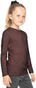 Girl's Long Sleeve Crew Neck Top Brown X-Large