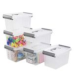 Nicesh 3 L Clear Small Plastic Storage Box, 6 Pack Small Clear Storage Latch Box