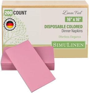 SimuLinen Bubble Gum Pink Linen Feel Dinner Napkins - Cloth-Like Airlaid Soft Disposable, for weddings and parties 16"x16", Box of 300