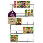 Andrew James 5 Tier Spice Rack for Inside Cupboard Door, Wall Mounted Herb Rack, No Construction Needed, Metal Spice Organiser Storage Shelf for Back of Door, Fixings Included