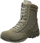NORTIV 8 Men's Military Tactical Work Boots Side Zipper Leather Motorcycle Combat Boots (6-8 Inches),Size 10,Army Green,TROOPER