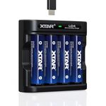 XTAR New 1.5V 4150mWh Rechargeable AA Lithium Battery,4-Pack with Low-Voltage Indicator (LC4+4-Pack 1.5V 4150mWh)