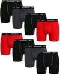 Reebok Men's Underwear - Performance Boxer Briefs (8 Pack) (Black/Red/Grey, Medium)