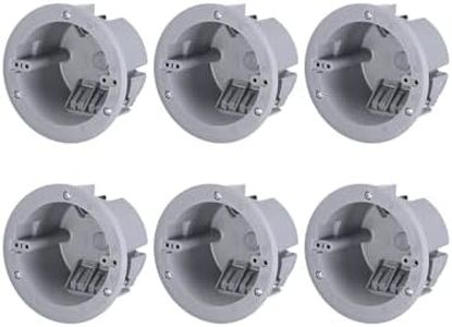 LEONLITE One Gang Old Work Round Electrical Outlet Box, 18 Cubic Inch Device Box, PVC Electrical Junction Box for Pendant, Fans, Switch, ETL Listed, Gray, Pack of 6