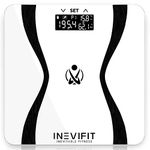 INEVIFIT BODY-ANALYZER SCALE, Highly Accurate Digital Bathroom Body Composition Analyzer, Measures Weight, Body Fat, Water, Muscle & Bone Mass for 10 Users. includes Batteries