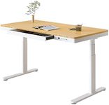 FLEXISPOT Q8 Electric Standing Desk Dual Motor Home Office Electric Height Adjustable Sit-Stand Desk 140 * 70cm Bamboo Top with Drawer & Fast USB Chargers & Wireless Charging(White Frame+Bamboo Top)