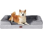 EHEYCIGA Memory Foam Orthopedic Large Dog Bed with Sides, Waterproof Liner Dog Beds for Large Dogs, Non-Slip Bottom and Egg-Crate Foam Large Dog Couch Bed with Washable Removable Cover