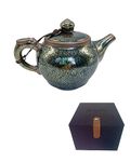 Apingjenz Tenmoku Tea Pot w/infuser Hole 11.16 oz Great Oil Spot Glaze Jianzhan Teapot Porcelain