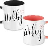 CLVJQ Wedding Gifts for Couples - Hubby & Wifey Coffee Mugs Set - Anniversary Engagement Couple Valentines Bridal Shower Gifts for Men Women Him Her Newlyweds 11.8oz