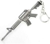 Mallofusa Miniature Gray Metal Assault Rifle Gun Model Keychain Bag Pendant Gift Small M4a1-gray