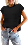 Zeagoo Women's Cap Sleeve Knit Sweater Tops Sleeveless Vest Summer 2025 Crew Neck Casual Sweater Tanks Black