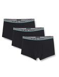 Emporio Armani Men's Silver fit Trunks, Black/Black/Black, S (Pack of 3)