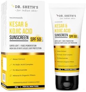 Dr. Sheth's Kesar & Kojic Acid Sunscreen | SPF 50+ PA++++ | Pigmentation-Free Skin | High UVA/B, Blue Light Protection | No White Cast & Lightweight | Non Sticky | All Skin Types |For Men & Women|30g