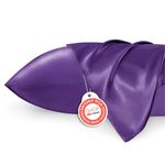 Bedsure Satin Pillow Cases Queen Size 2 Pack - Similar to Silk Pillow Cases, Silky Pillowcase Covers for Hair and Skin with Envelope Closure, Gifts for Women Men, Purple, 20x30 Inches