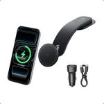 Anker MagGo Wireless Car Charger (Pad), 15W Qi2 Certified Fast Charging Car Adapter with Alloy B Strong Hold, 360° Adjustable View, Only for iPhone 16/15/14/13 Series and More