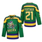 D-5 Men Mighty Ducks Jersey #33 Goldberg #66 Bombay #96 Conway #99 Banks Jersey,Basketball Jersey for Men S-XXXL, #21-green, S