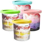 BYKITCHEN Creami Deluxe Tubs for Ninja NC501UK, Ice Cream Tubs, Ice Cream Containers with Lids, 4 Pack, Dessert Pint Tubs, Creami Accessories Compatible with Ninja Creami Deluxe NC501UK