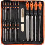 BACOENG 19Pcs in One Metal File Set - Includes 4 Pcs Large File, 14 Pcs Needle File & 1 Pcs Copper Wire Brush for Woodwork, Metal, Model & Hobby Applications