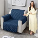 HOKIPO 1 Seater Quilted Polyester Sofa Cover Mat, 60x184 cm, Navy Blue (AR-4663-M4)