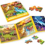 SYNARRY Magnetic Dinosaur Puzzles for Kids 3-5, 20 Pieces Toddler Puzzles, Children Travel Activity Toys Games for Kids Boys Girls Ages 3 4 5 in Car Airplane, Learning Magnet for Road Trip