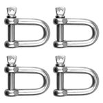 4PCS D Shackle, Heavy-Duty 304 Stainless Steel D Ring, Durable M8 D-Type Load-Bearing Hook Ring, Used for Towing/Installation/Camping/Climbing/Outdoor Sports/Hiking/Travel