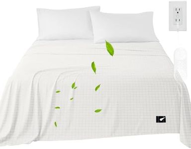 NHIDKU Organic Grounding Sheet 10% Silver for Bed Sleeping Therapy, Cotton, Wellness Product, Queen Size, White