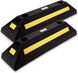 Pyle Vehicle Parking Curbs - 2 Pcs Waterproof Heavy Duty Rubber Car & Truck Wheel Stop with High-Visibility Reflective Strip, Easy to Install for Garage, Driveway, Parking Lot, 21.7’’ x 5.9’’ x 3.5’’